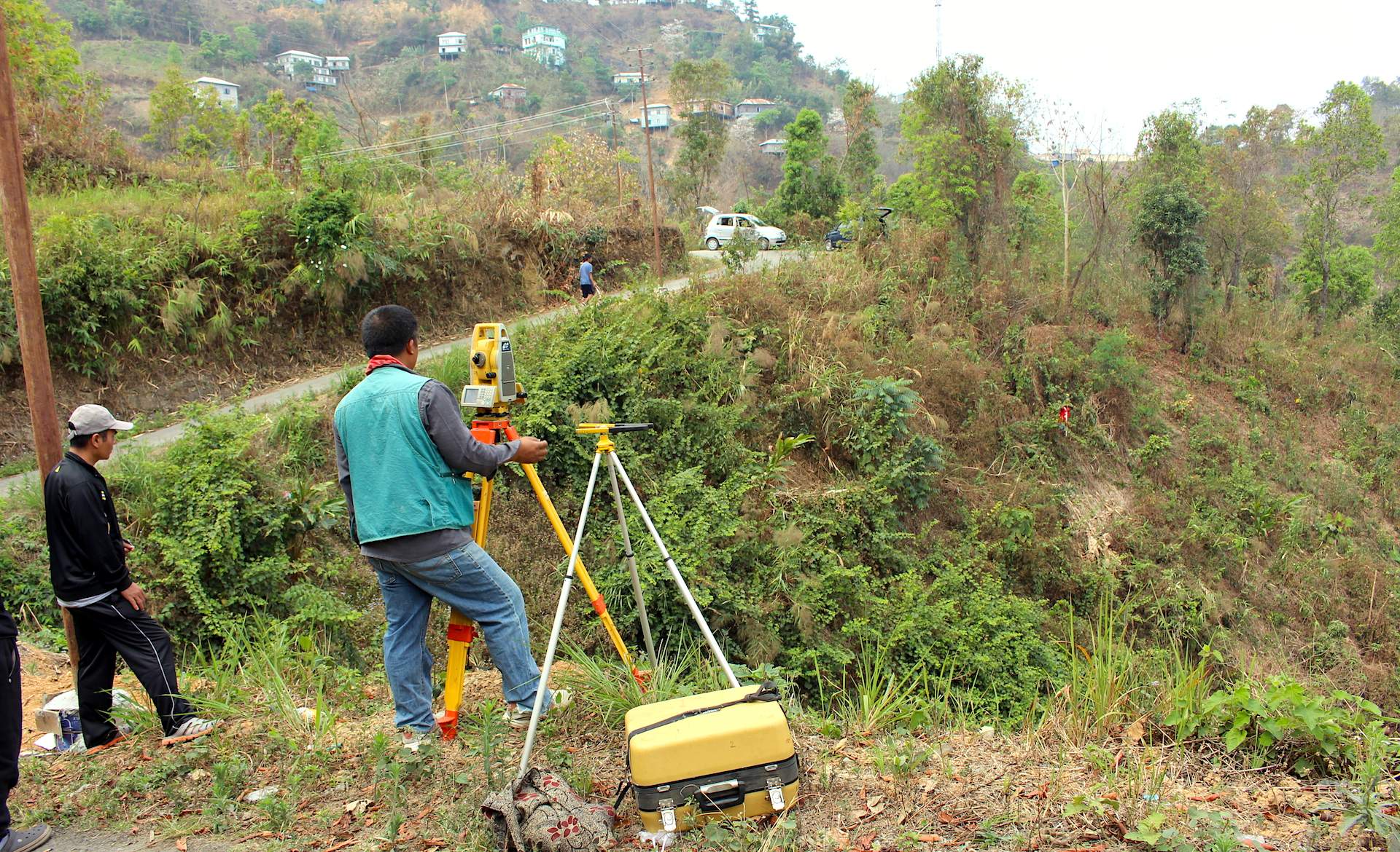 Surveyors map the 2.49 acres of hillside land for Mizoram Bible College expansion. All funds are due by December 20, 2017. All land in Mizoram lies on hillsides.